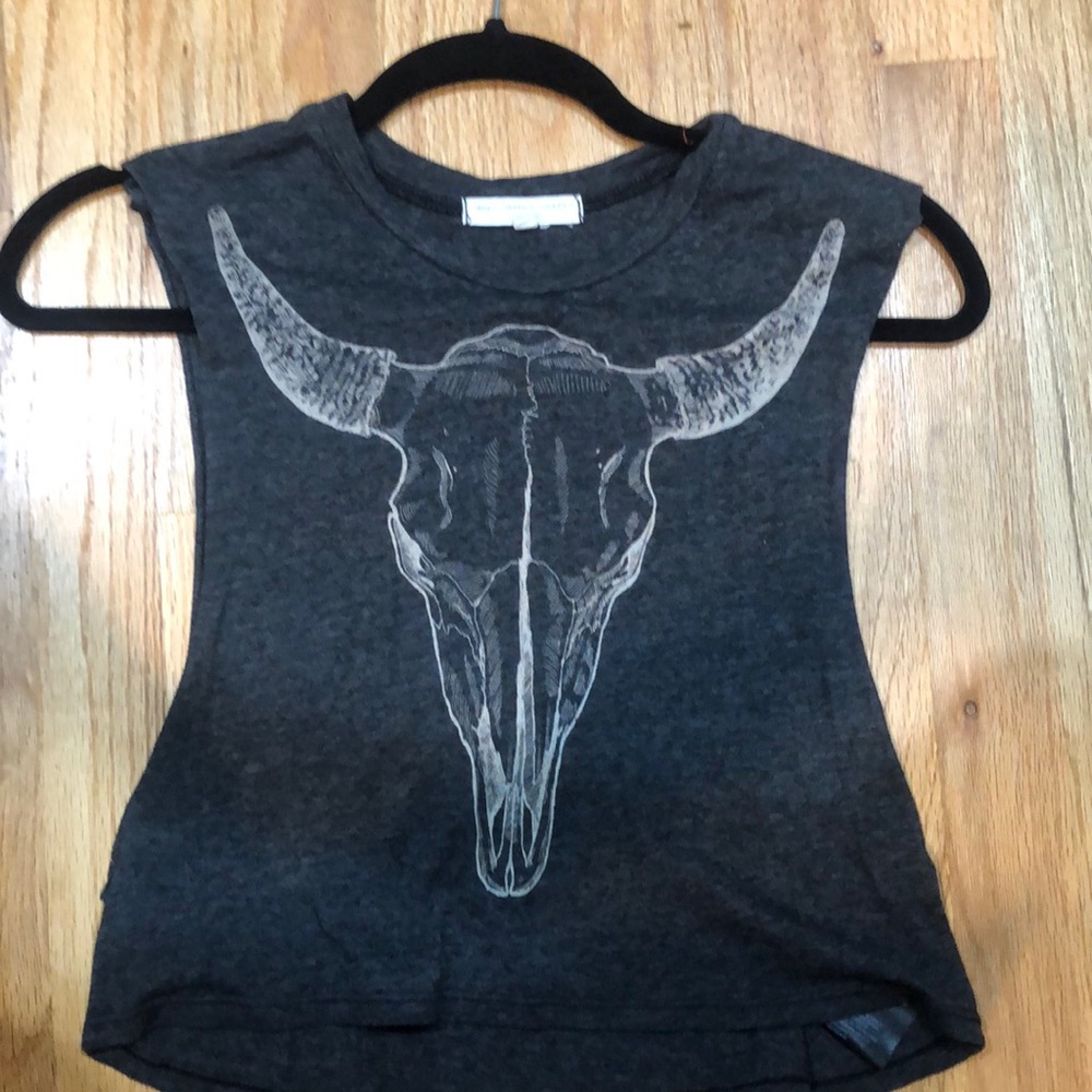 Dark Grey longhorn cropped tank top - Picture 1 of 8